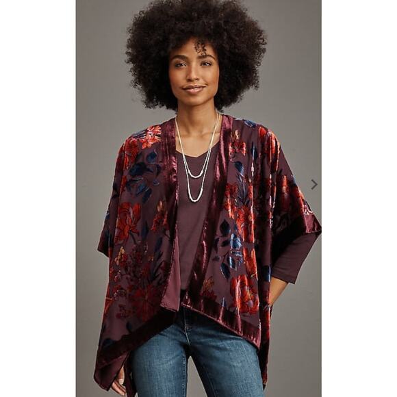 J. Jill Floral Burnout Velvet Ruana NWT - Picture 2 of 8